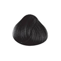 A dark black hair color swatch showing a textured, glossy hair swig on a plain white background.